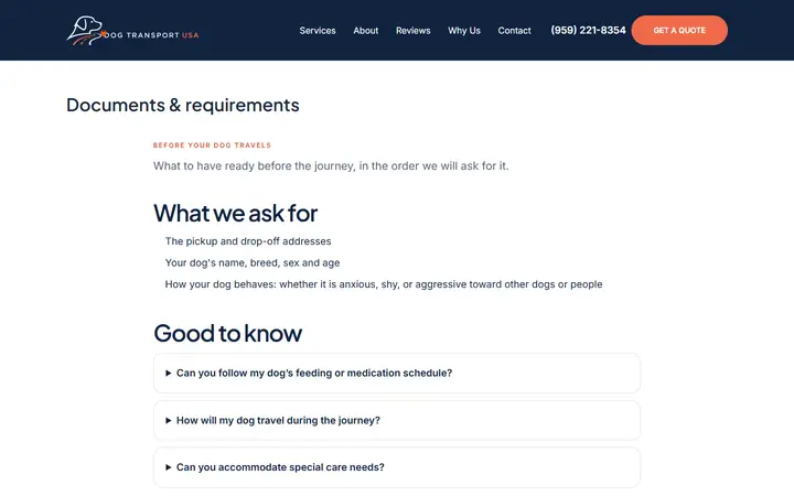 Documents & Requirements for Dog Transport